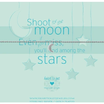 Afbeelding van Heart to Get bracelet, silver, small moon, shoot for the moon..