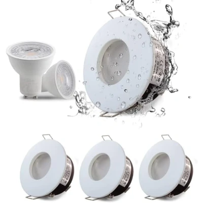 Afbeelding van Sweier 5W IP65 Badkamer Inbouwspot,Koel Wit 6000K 430LM Waterdicht LED Downlight,230V GU10 Plafondspots,Gat Diameter Ø70mm,voor badkamer,Keuken,Woonkamer,Hal,set van 4