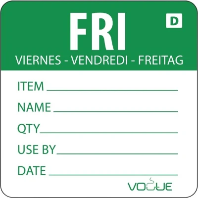 Afbeelding van Oplosbare voedseletiketten daglabels vrijdag/groen Vogue, 250 stuks