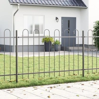 Afbeelding van vidaXL Tuinafscheiding Set van 4 Grijs Metaal Middelgroot Duurzaam