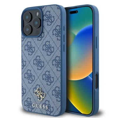 Afbeelding van Guess iPhone 16 Pro Max Backcover hoesje Magsafe PU 4G Blauw