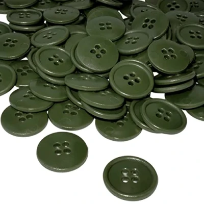 Afbeelding van AERZETIX C56523 Set van 100 knopen om te naaien rond Ø20x3 mm met 4 gaten kleur olijfgroen 32L L32 kunststof opening 3 kort kleding mode breien decoratie