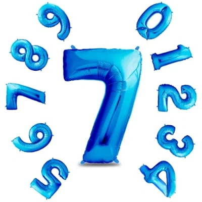 Afbeelding van envami Ballon Verjaardag XXL Blauw 7 Giant Folieballon in 40&quot; 101cm Decoratie Nummer voor Vliegt met Helium