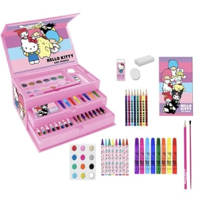 Afbeelding van Hello Kitty Tekenset Knutselen Meisjes 44 delig Kleuren