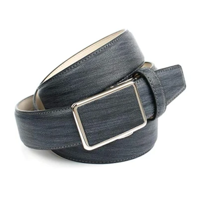 Afbeelding van Anthoni Crown Heren automatisch lederen riem riem, grijs, 85, 85