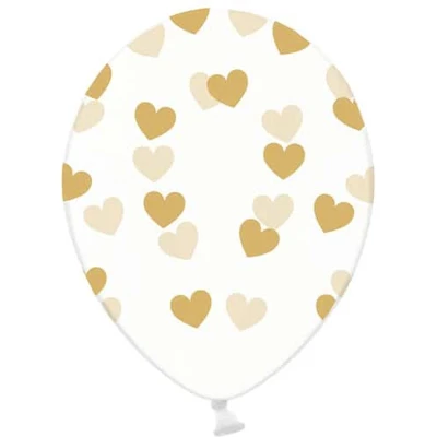 Afbeelding van Partydeco 6 Ballonnen in zak hartjes crystal Goud 30cm