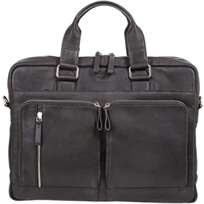 Afbeelding van Alassio FB2047032 fixbag aktetas Campo met Klickfix compacte tassenrail voor fiets, laptoptas 15 inch notebooks, schoudertas van echt leer, tas ca. 31 x 42 cm, zwart