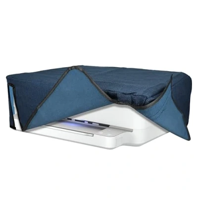 Afbeelding van kwmobile printer hoes geschikt voor HP Envy 6020e / 6055e case Linnen cover Stofhoes in blauwgrijs
