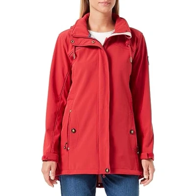 Afbeelding van Ankerglut Softshelljas voor dames, korte jas met capuchon, gevoerd, overgangsjas, ankerglutbrise softshelljas, rood, 48