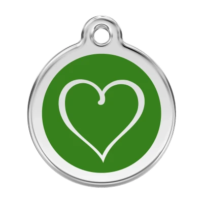 Afbeelding van Tribal Heart Green roestvrijstalen hondenpenning large/groot dia. 3,8 cm RedDingo