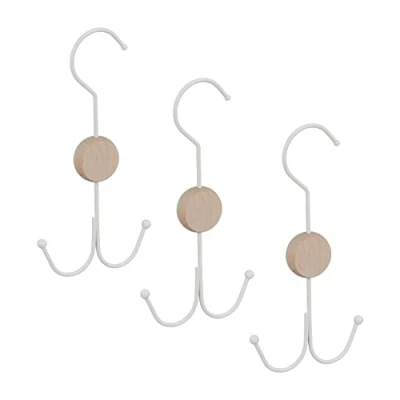Afbeelding van Relaxdays dubbele haak set van 3 tassenhaken ophanghaken organizer metaal wit