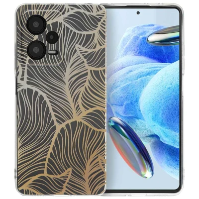 Afbeelding van Xiaomi Redmi Note 12 Pro Hoesje Siliconen en TPU (zacht) iMoshion Softcase/Backcover Golden Leaves Transparant Telefoonhoesje