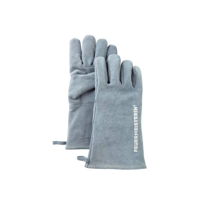 Afbeelding van FEUERMEISTERIN Premium Leren BBQ Handschoen Grijs Blauw