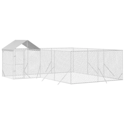 Afbeelding van vidaXL Hondenkennel met dak 6x6x2,5 m gegalvaniseerd staal zilver