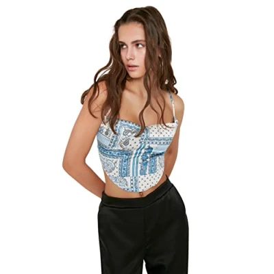 Afbeelding van Trendyol Gelimiteerde Editie Veelkleurige Degaje Crop Geweven Blouse Met Strik Op De Achterkant Van Kraag Twoss21Bz1903