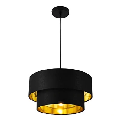 Afbeelding van Design hanglamp Lopar 149 cm metaal en stof E27 Ø40 zwart