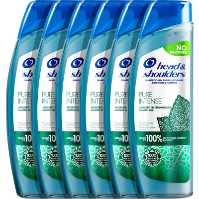 Afbeelding van 6x Head &amp; Shoulders Shampoo Pure Intense Kalmeert Jeuk 250 ml