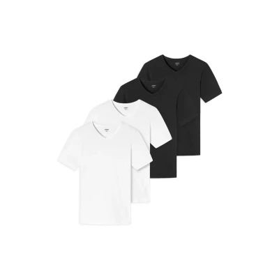 Afbeelding van uncover by Schiesser 4ER PACK V Ausschnitt Tshirt basic, Heren, Maat: XXL, Schwarz weiß