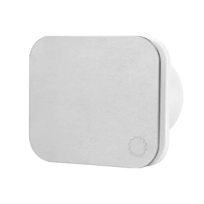 Afbeelding van Turbionaire TREND 100 SA Afzuigkap, Afzuiging, Ventilatie voor Badkamer, Keuken, Wand/Plafond, Mat Aluminium Frontpaneel, Diameter 100mm, 35Pa, Terugslagklep, Stil 33dB, IPX4