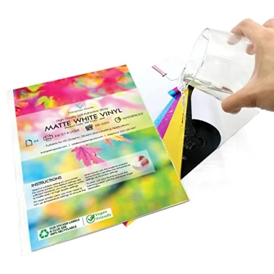Afbeelding van 50 vellen premium A4 zelfklevende vinylplaten, waterdicht (pvc), mat witte stickervellen, inkjet laser afdrukbaar, 100 g/m²