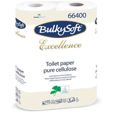 Afbeelding van Bulkysoft Excellence toiletpapier, 4 laags, 150 vel, pak van 6 rollen 10 stuks