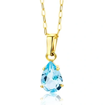Afbeelding van Miore Geelgouden Blauwe Topaas Ketting met Hanger Dames Conflictvrije Edelstenen 9 Karaat Geelgoud Handgemaakte Hoogwaardige Sieraden