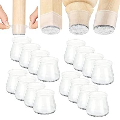 Afbeelding van Aneaseit Stoelvoetbescherming 3,8 cm x 16 stuks donker walnoot zacht siliconen vilt beschermt het parket van meubelpoten kussen stoelbescherming medium