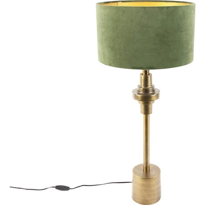 Afbeelding van QAZQA Art deco tafellamp met velours kap groen 35 cm Diverso