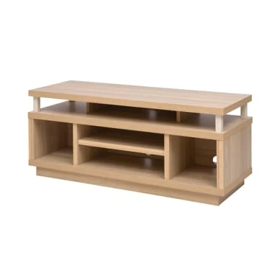 Afbeelding van Iris Ohyama, TV meubel / met 5 open planken tot 43, Massief hout, Kabelgaten, Kantoor, Woonkamer Cabinet Middle OTS 100M LichtBruin