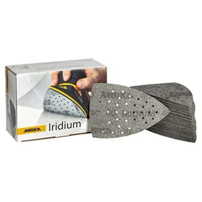 Afbeelding van Mirka Iridium Schuurdriehoek Premium Schuurpapier 100x152x152mm 36 gaats Klittenband Korrel 40, 50 stuks / Voor het schuren van lak, plamuur, grondverf, hout, staal, vaste materialen, kunststoffen