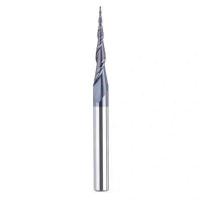Afbeelding van SpeTool Kogelfrees Conische frezen CNC schachtfrees 2 fluiten 0,25 mm radius, 3,175 (1/8&quot;) schacht TiAlN coating VHM graveerfrees voor bovenfrees 2D en 3D gravure