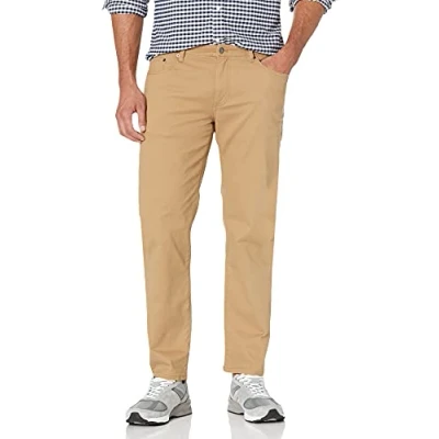 Afbeelding van Amazon Essentials Straight fit 5 pocket Stretch Twill Pant Casual, Dark Khaki, 33W x 29L