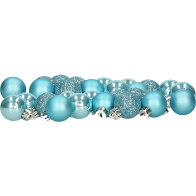 Afbeelding van Decoris kleine kerstballen 28x ijs blauw 3 cm kunststof Kerstbal