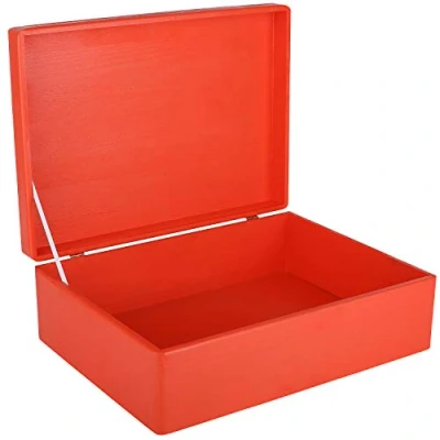 Afbeelding van Creative Deco XL Rood Houten Doos Opbergdoos 40 x 30 14 cm met Deksel Kerst, Kerstmis Cadeau