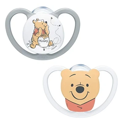Afbeelding van NUK Space fopspeen, 0 6 maanden, fopspeen met extra ventilatie, BPA vrije siliconen, Disney Winnie The Poeh, 2 stuks, 52 g