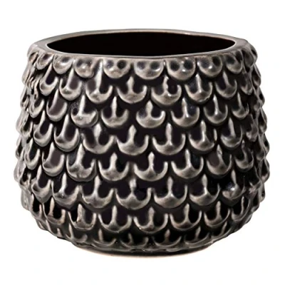 Afbeelding van Bloomingville Pinecone Bloempot Decoratieve Bloempotten Kleur voor Interieur Creatieve Retro Stijl S (9,5 cm Ø), Zwart, Keramiek