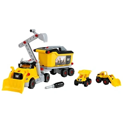 Afbeelding van Klein Toys Caterpiller 4in1 schroeftruck truck, wiellader, transporter of kiepwagen incl. schroevendraaier multicolor