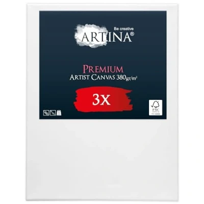 Afbeelding van Artina Set van 3 Schildersdoeken 50x70 cm FSC® Schildersdoek Stuks Premium Canvas Dubbel Geprimed Spieraam Wit