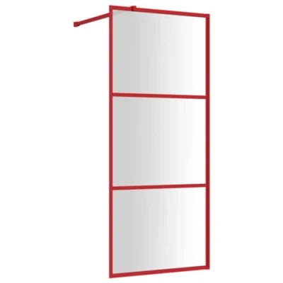 Afbeelding van vidaXL Inloopdouchewand transparant 80x195 cm ESG glas rood