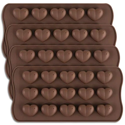Afbeelding van homEdge 15 holte hartvorm chocolade schimmel, set van 4 stuks siliconen valentijn hart gummy en snoep schimmel
