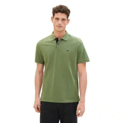 Afbeelding van TOM Tailor WITH Contrast Poloshirt, Heren, Maat: Large, Dull moss green