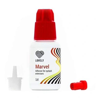 Afbeelding van LOVELY Marvel wimperlijm (5ml, kleur: ZWART) snelle lijm, droogtijd: 1 seconde, 8 weken hechting, lage stoomontwikkeling, zeer resistent, voor professionele wimperverlenging, Typen:LOVELY Kleber 5ml