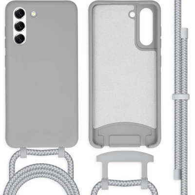 Afbeelding van Samsung Galaxy S21 FE Hoesje Siliconen en TPU (zacht) iMoshion Softcase/Koordhoesje/Backcover Grijs Telefoonhoesje