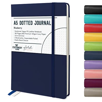 Afbeelding van Stationery Island A5 Bullet Dotted dagboek Bosbes kleur Gestippeld dagboek. Harde Kaft dot Journal Met 180 Pagina&#039;s En 120gsm notitieboek. van hoge kwaliteit Notitieboek