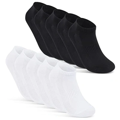 Afbeelding van 10 Paar Sneaker Sokken Heren Dames Ademend met Mesh Katoen Zwart Wit Grijs 16510 (39 42 Zwart+Wit)