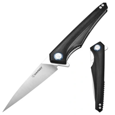 Afbeelding van Harnds Qingluan Vouwmes met D2 Stalen Lemmet en G10 Handvat Pocket Clip voor EDC Outdoor Avontuur Camping Mes (Zwart)