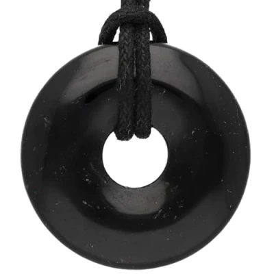 Afbeelding van Lebensquelle Plus Schörl/zwarte Toermalijn donut Ø 30 mm edelsteen hanger, toermalijn,