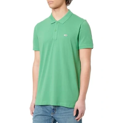 Afbeelding van Tommy Jeans SLIM Placket Poloshirt, Heren, Maat: 56, Coastal green