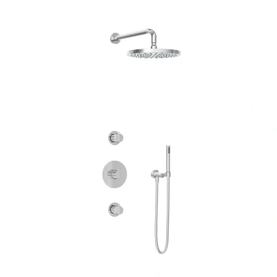 Afbeelding van Hotbath Get together Regendoucheset IBS1 Chroom Staaf Handdouche 30cm Hoofddouche Wandarm 35cm met wandhouder