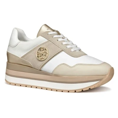 Afbeelding van Geox NEW Kency Sneakers laag, Dames, Maat: 36, White light taupe Leer en textiel
